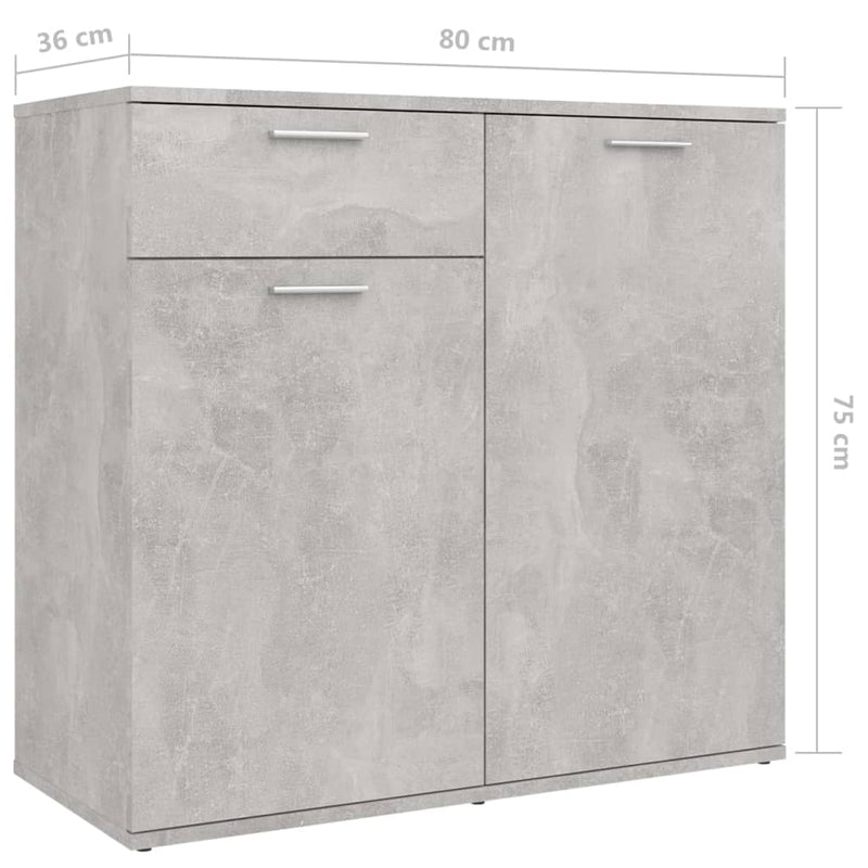 vidaXL betonszürke szerelt fa tálalószekrény 160 x 36 x 75 cm