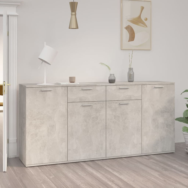 vidaXL betonszürke szerelt fa tálalószekrény 160 x 36 x 75 cm