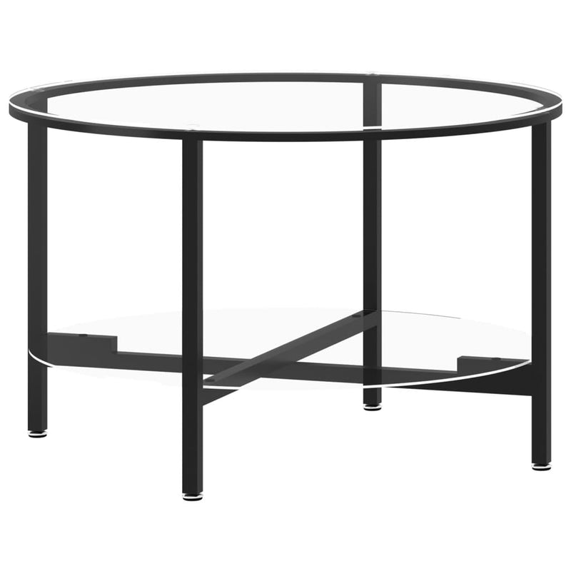 vidaXL fekete-átlátszó edzett üveg dohányzóasztal 70 cm