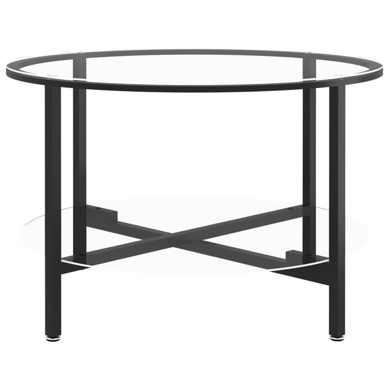 vidaXL fekete-átlátszó edzett üveg dohányzóasztal 70 cm