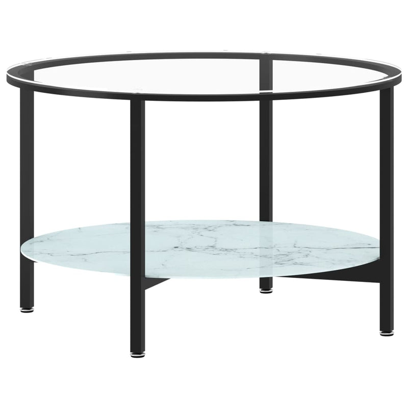 vidaXL fekete-fehér márvány edzett üveg dohányzóasztal 70 cm