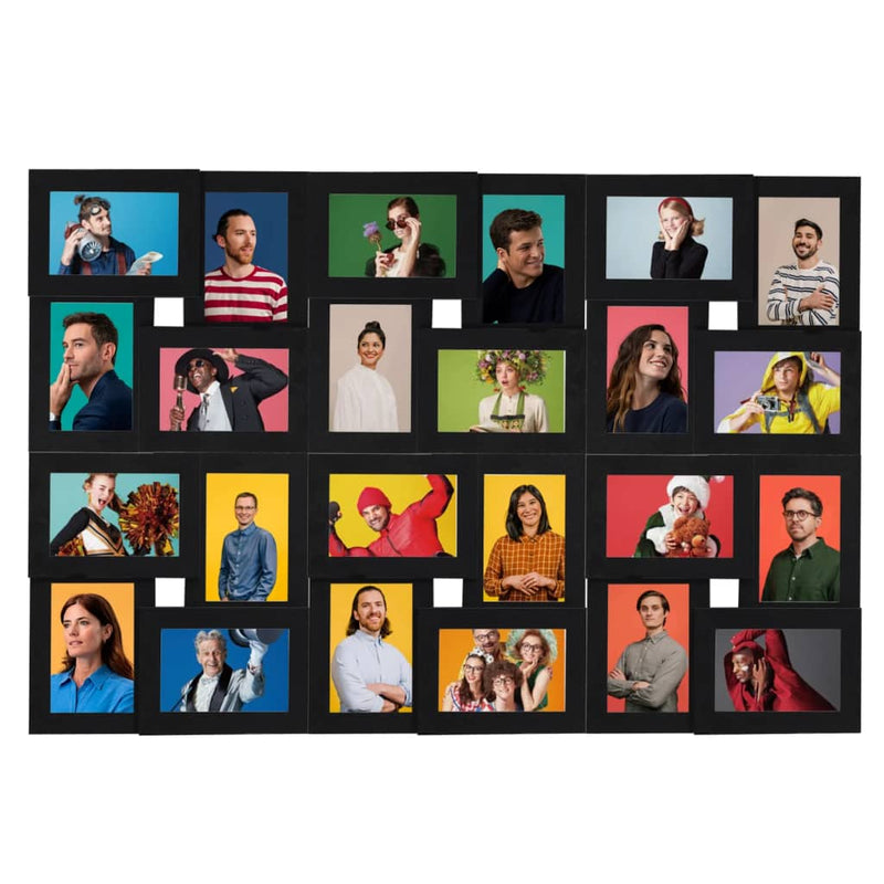 vidaXL fekete MDF fényképkeretszett 24 db 13 x 18 cm-es képhez