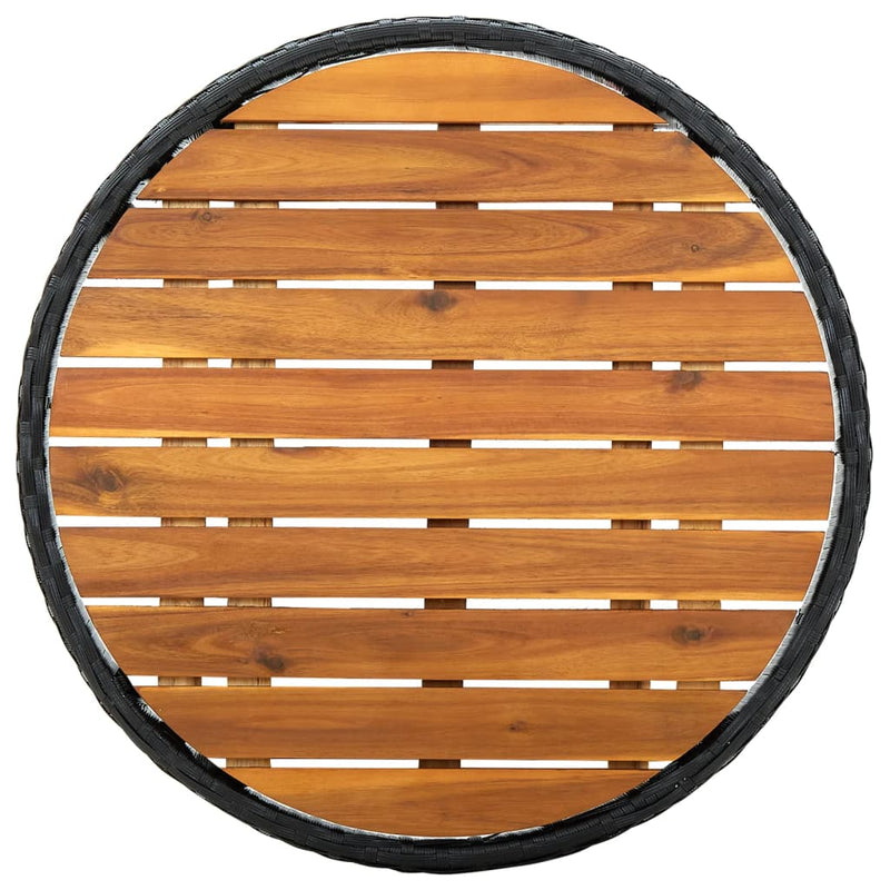 vidaXL fekete polyrattan és tömör akácfa teázóasztal 60 cm