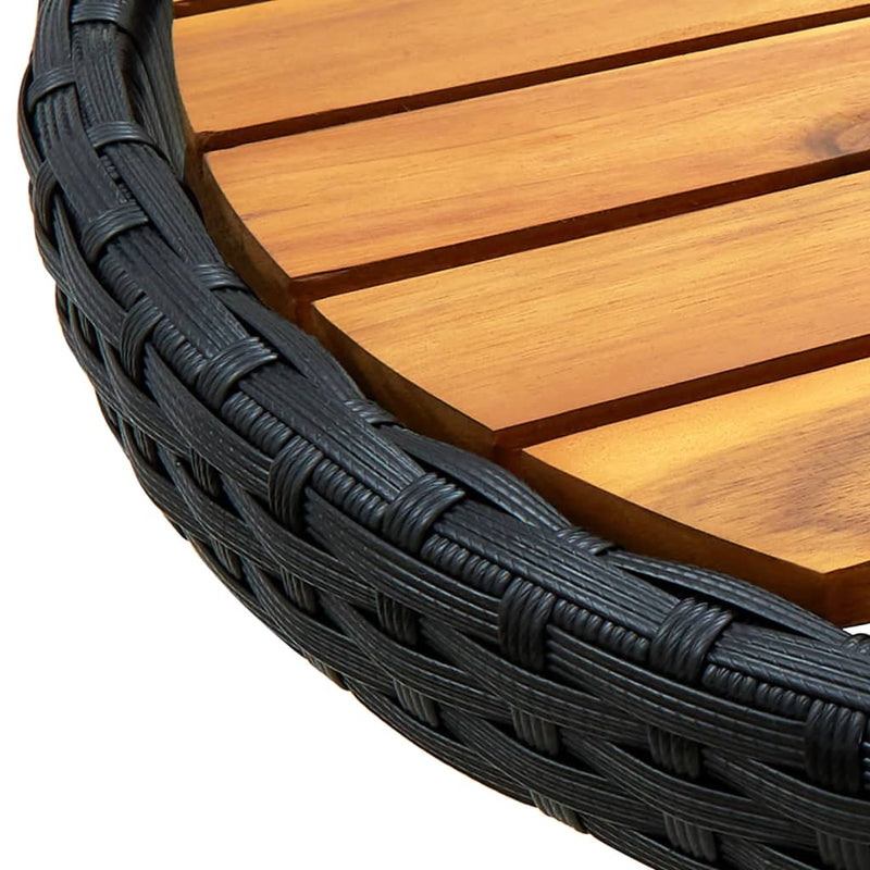 vidaXL fekete polyrattan és tömör akácfa teázóasztal 60 cm