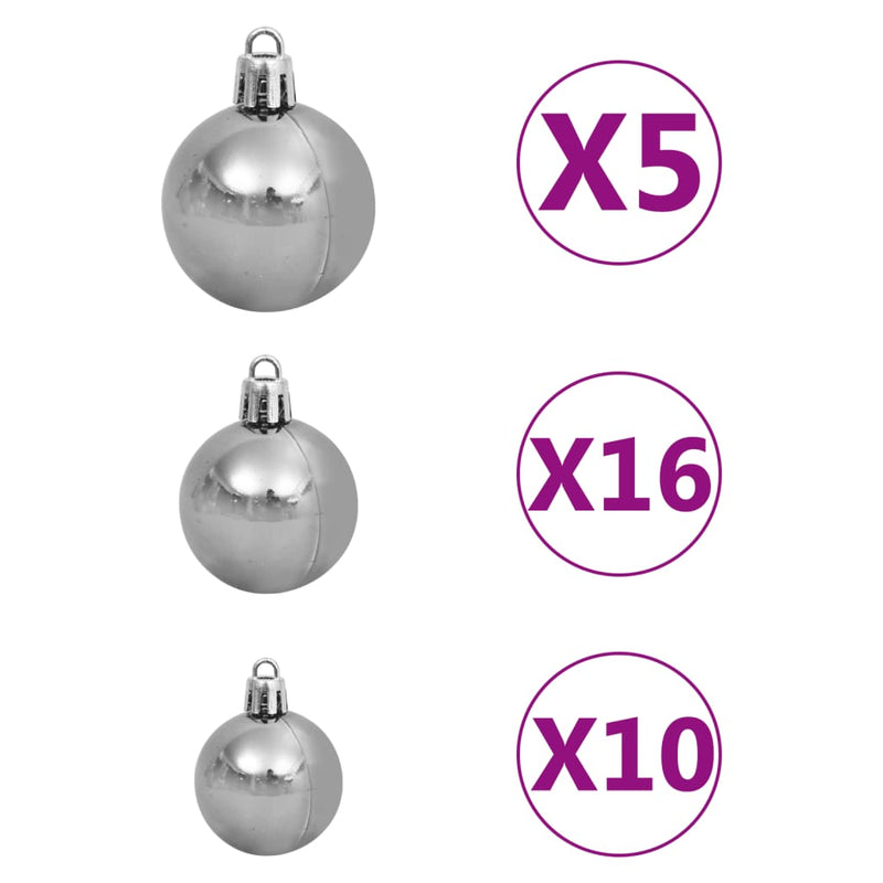 vidaXL zöld normann műfenyő LED-fényekkel és gömbszettel 240 cm