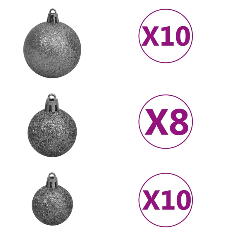 vidaXL zöld normann műfenyő LED-fényekkel és gömbszettel 240 cm