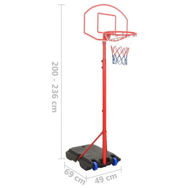 vidaXL hordozható állítható kosárlabdajáték-szett 200-236 cm