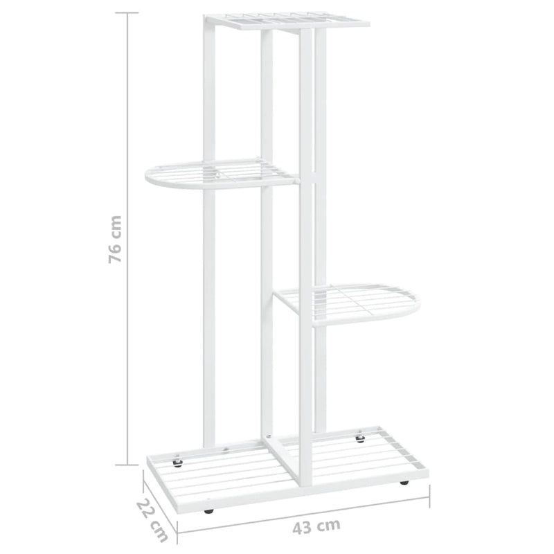 vidaXL fehér 4 szintes acél virágtartó állvány 43 x 22 x 76 cm