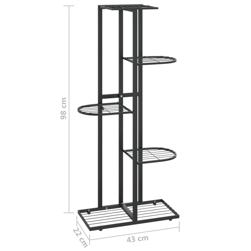 vidaXL fekete 5 szintes acél virágtartó állvány 43 x 22 x 98 cm