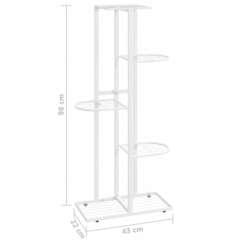 vidaXL fehér 5 szintes acél virágtartó állvány 43 x 22 x 98 cm