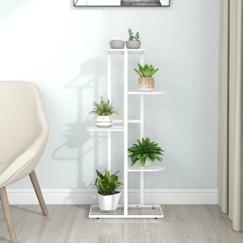 vidaXL fehér 5 szintes acél virágtartó állvány 43 x 22 x 98 cm