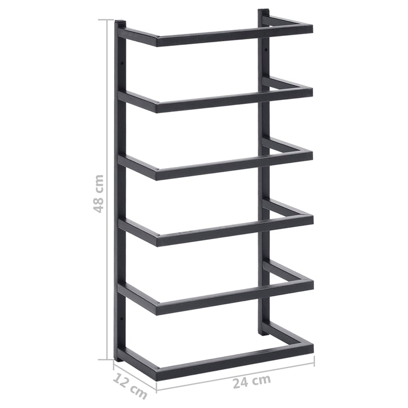 vidaXL fekete acél törölközőtartó 24 x 12 x 48 cm