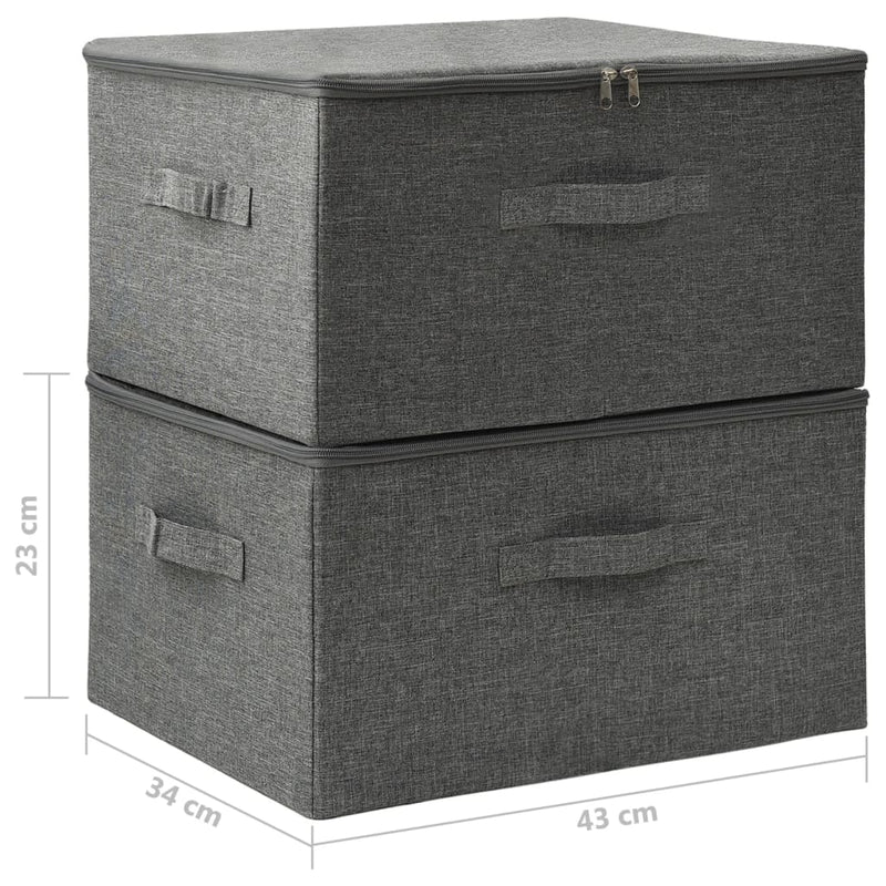 vidaXL 2 db antracitszürke szövet tárolódoboz 43x34x23 cm