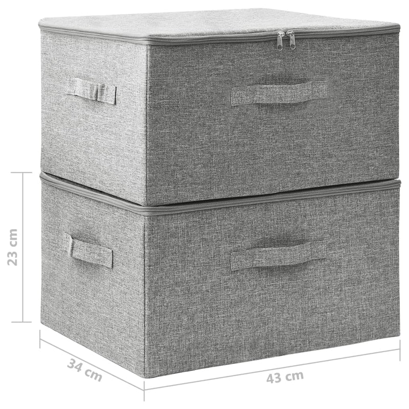 vidaXL 2 db szürke szövet tárolódoboz 43 x 34 x 23 cm