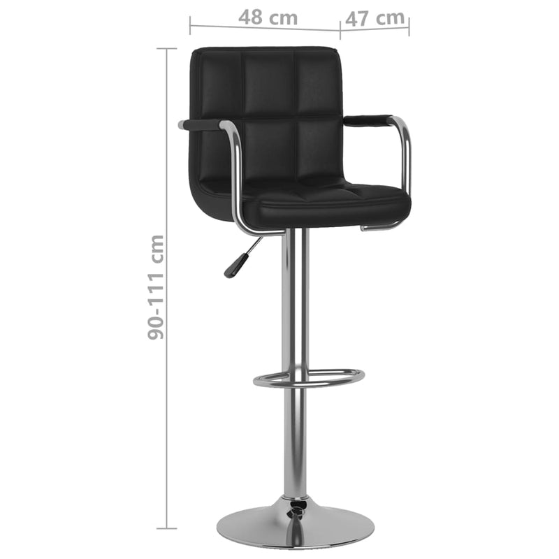 vidaXL 2 db fekete műbőr bárszék