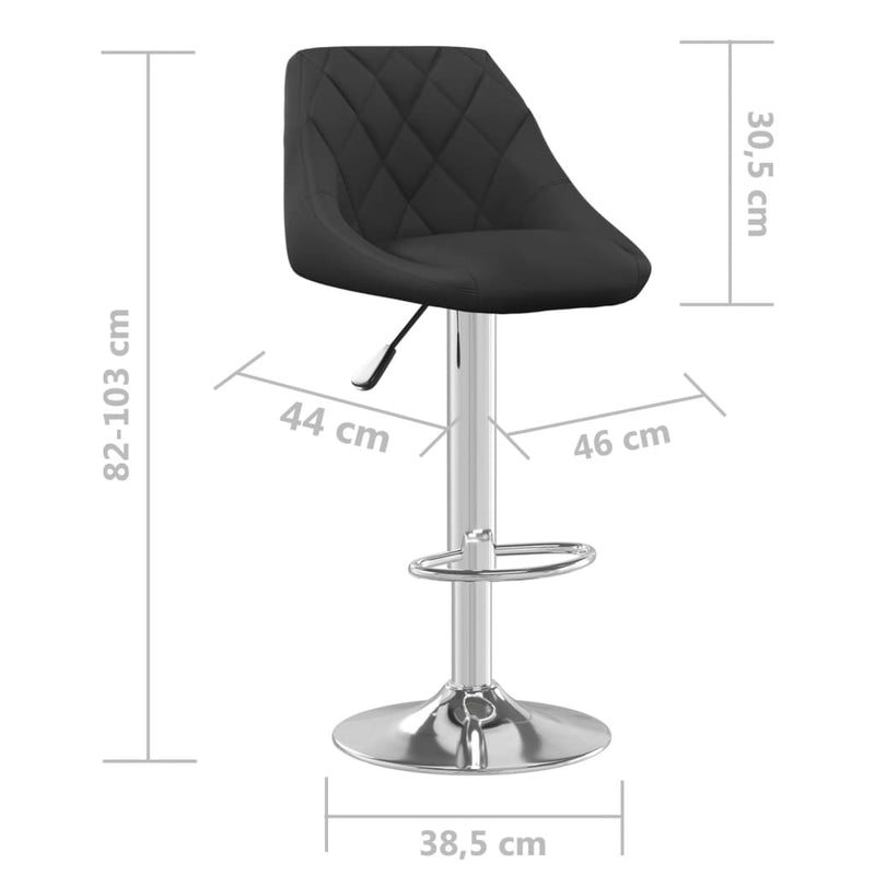 vidaXL 2 db fekete bársony bárszék