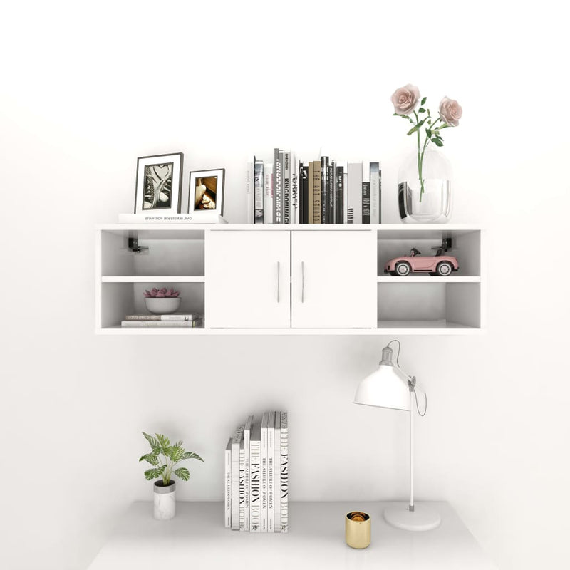 vidaXL fehér szerelt fa fali polc 102 x 30 x 29 cm
