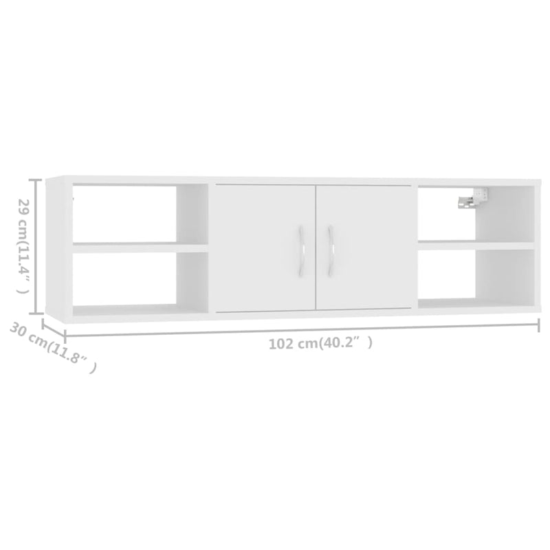 vidaXL fehér szerelt fa fali polc 102 x 30 x 29 cm