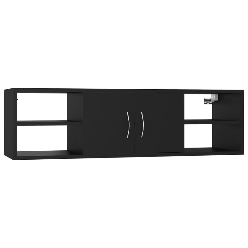 vidaXL fekete szerelt fa fali polc 102 x 30 x 29 cm