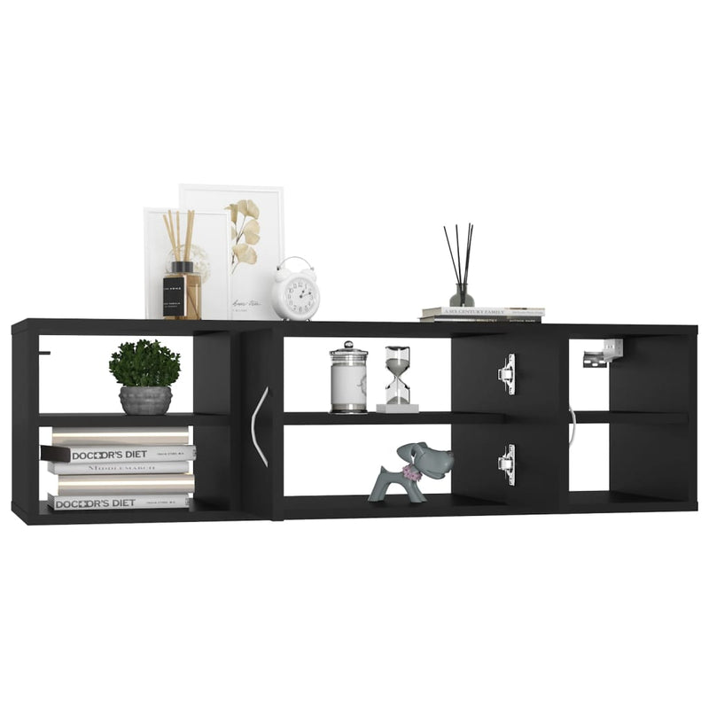 vidaXL fekete szerelt fa fali polc 102 x 30 x 29 cm