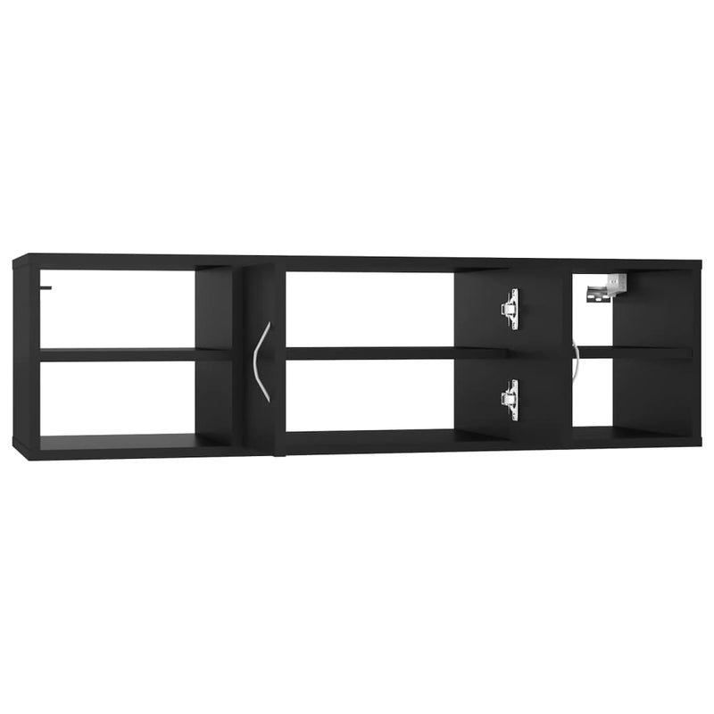 vidaXL fekete szerelt fa fali polc 102 x 30 x 29 cm