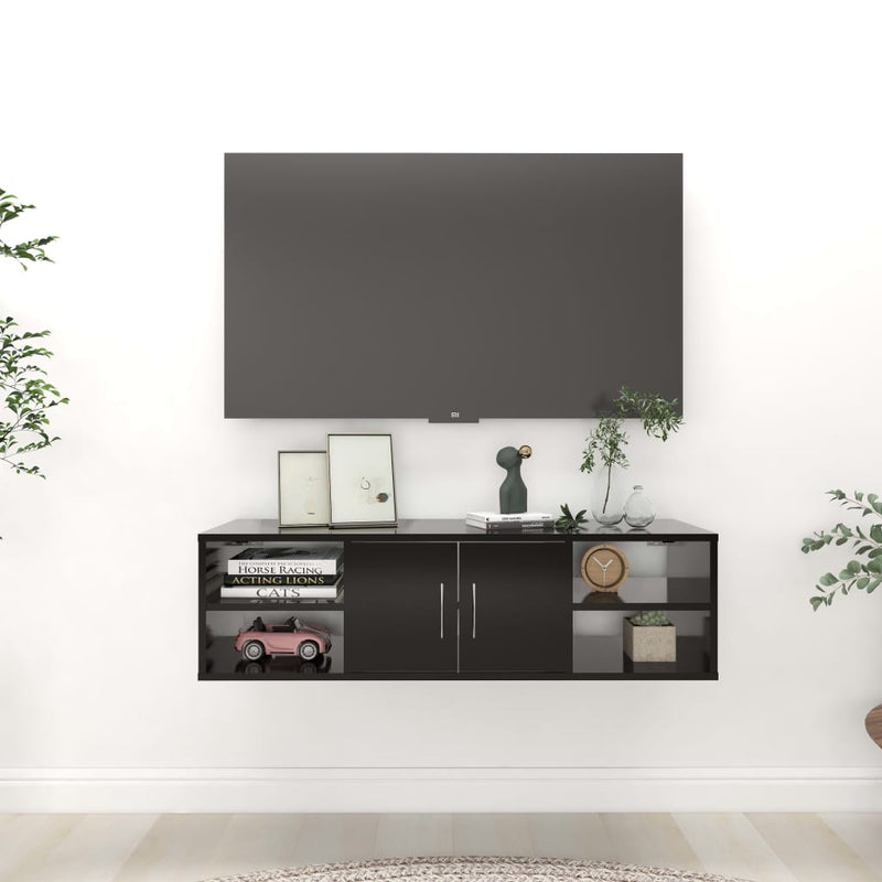 vidaXL fekete szerelt fa fali polc 102 x 30 x 29 cm