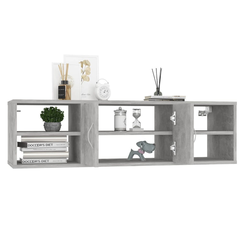 vidaXL betonszürke szerelt fa fali polc 102 x 30 x 29 cm