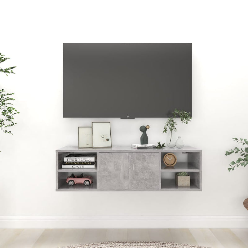 vidaXL betonszürke szerelt fa fali polc 102 x 30 x 29 cm