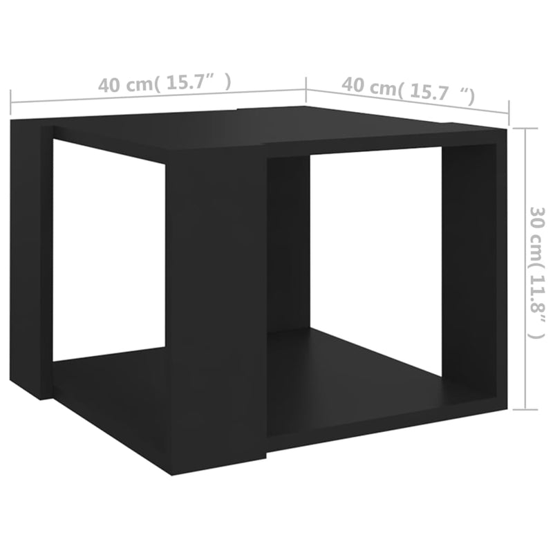 vidaXL fekete szerelt fa dohányzóasztal 40 x 40 x 30 cm