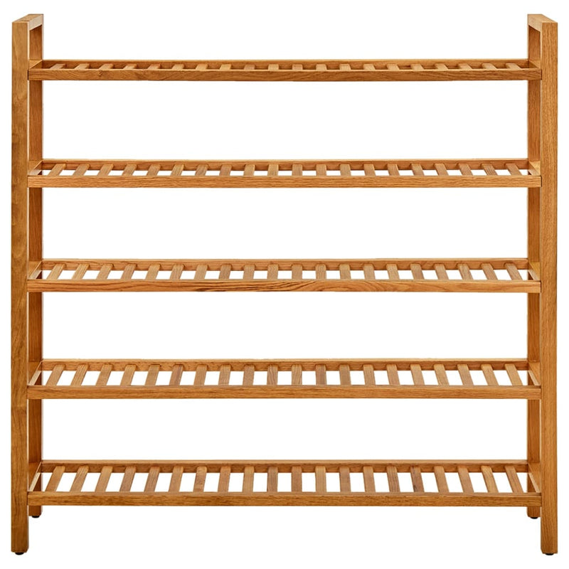 vidaXL tömör tölgyfa cipőtartó 5 polccal 100 x 27 x 100 cm
