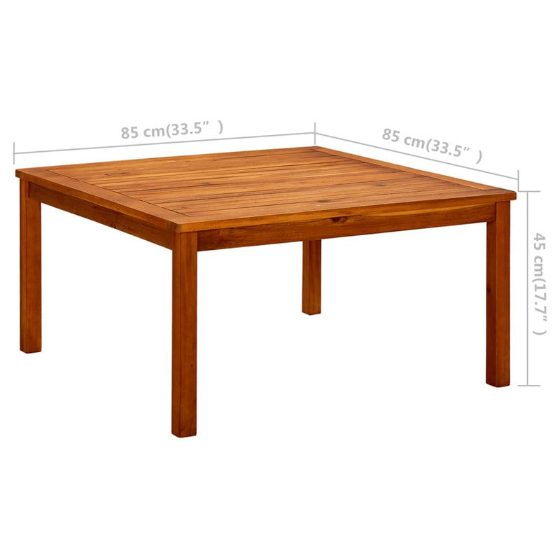 vidaXL tömör akácfa kerti dohányzóasztal 85 x 85 x 45 cm