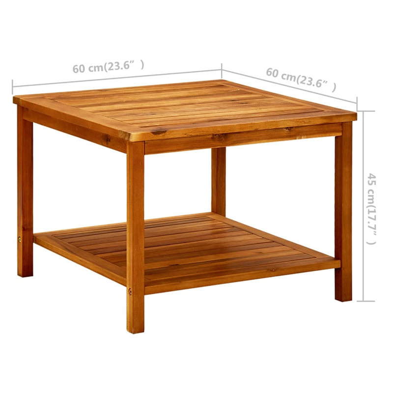 vidaXL tömör akácfa dohányzóasztal 60 x 60 x 45 cm