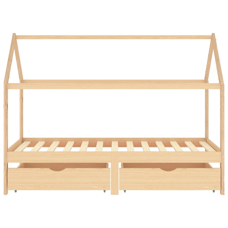 vidaXL fiókos tömör fenyőfa gyerekágykeret 90 x 200 cm