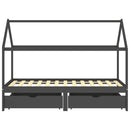 vidaXL fiókos sötétszürke tömör fenyőfa gyerekágykeret 90 x 200 cm