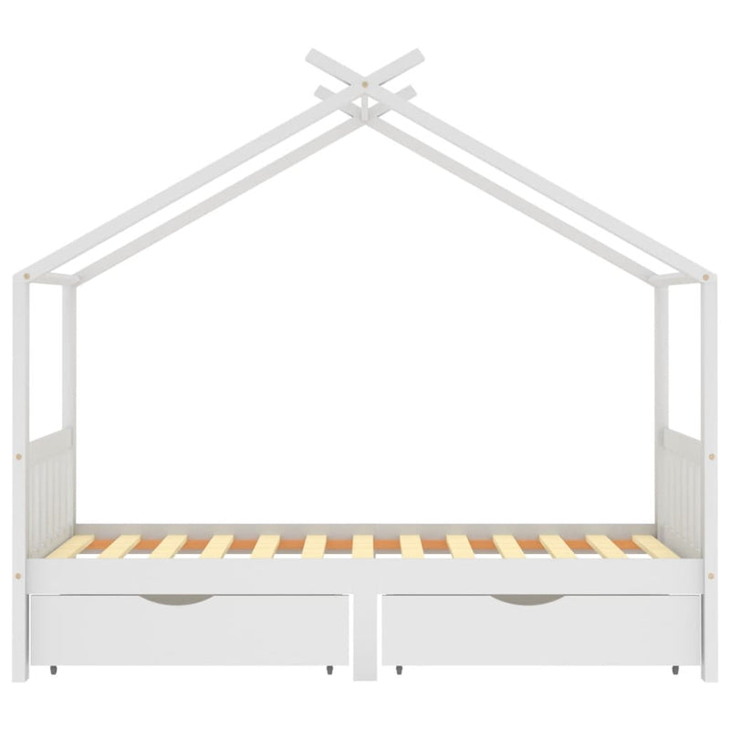 vidaXL fehér tömör fenyőfa fiókos gyerekágykeret 90 x 200 cm