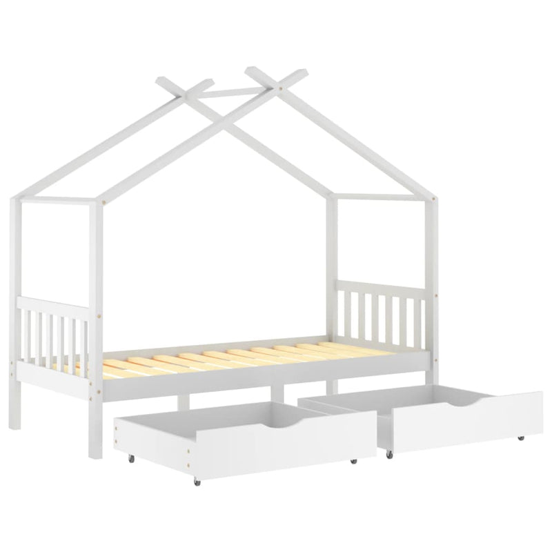 vidaXL fehér tömör fenyőfa fiókos gyerekágykeret 90 x 200 cm