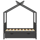vidaXL sötétszürke tömör fenyőfa gyerekágykeret fiókkal 70 x 140 cm