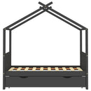 vidaXL sötétszürke tömör fenyőfa gyerekágykeret fiókkal 80 x 160 cm