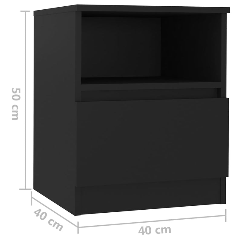 vidaXL 2 db fekete szerelt fa éjjeliszekrény 40 x 40 x 50 cm