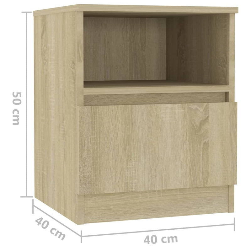 vidaXL 2 db sonoma tölgy színű szerelt fa éjjeliszekrény 40x40x50 cm
