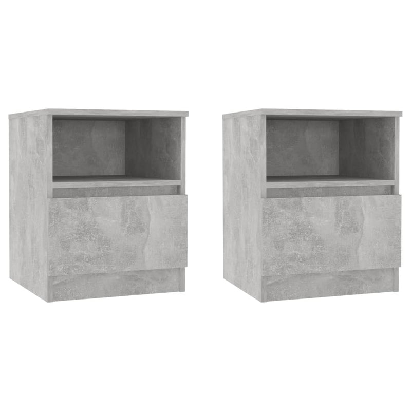 vidaXL 2 db betonszürke szerelt fa éjjeliszekrény 40 x 40 x 50 cm