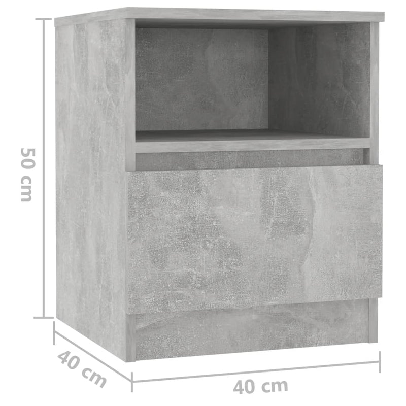 vidaXL 2 db betonszürke szerelt fa éjjeliszekrény 40 x 40 x 50 cm