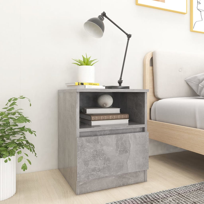 vidaXL 2 db betonszürke szerelt fa éjjeliszekrény 40 x 40 x 50 cm