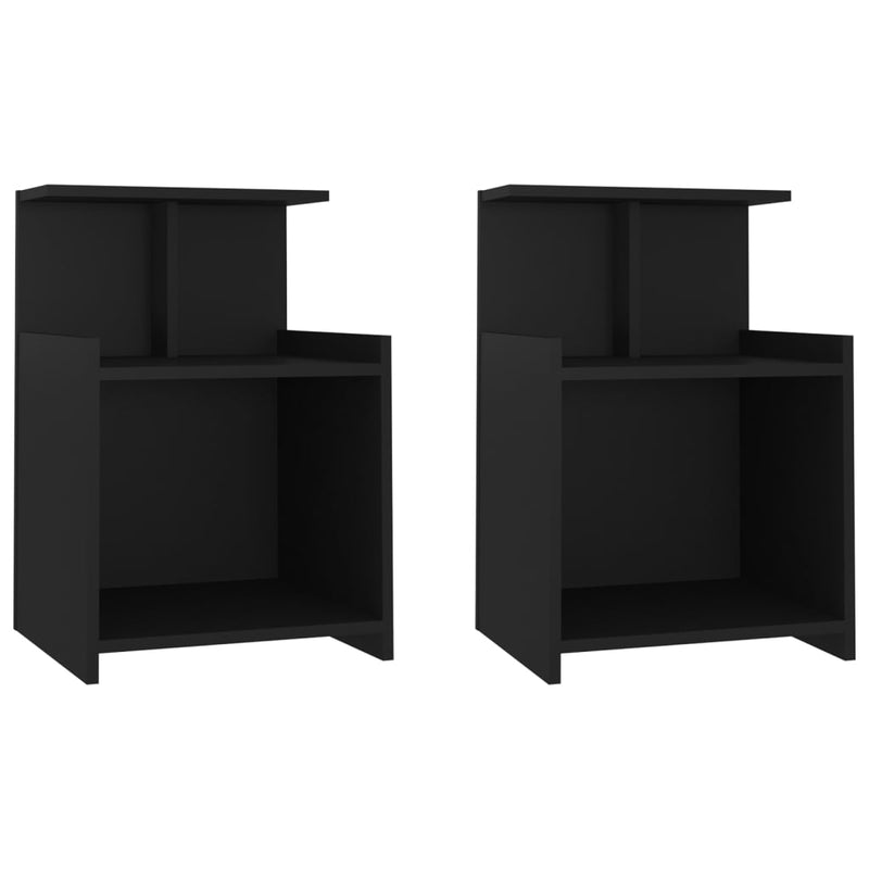 vidaXL 2 db fekete szerelt fa éjjeliszekrény 40 x 35 x 60 cm