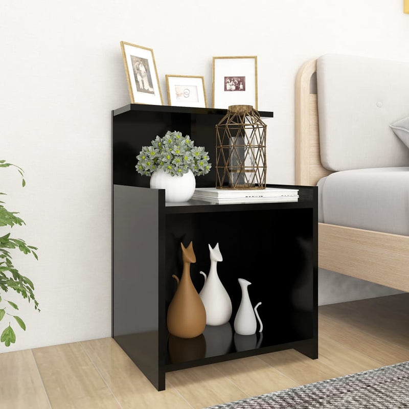 vidaXL 2 db fekete szerelt fa éjjeliszekrény 40 x 35 x 60 cm