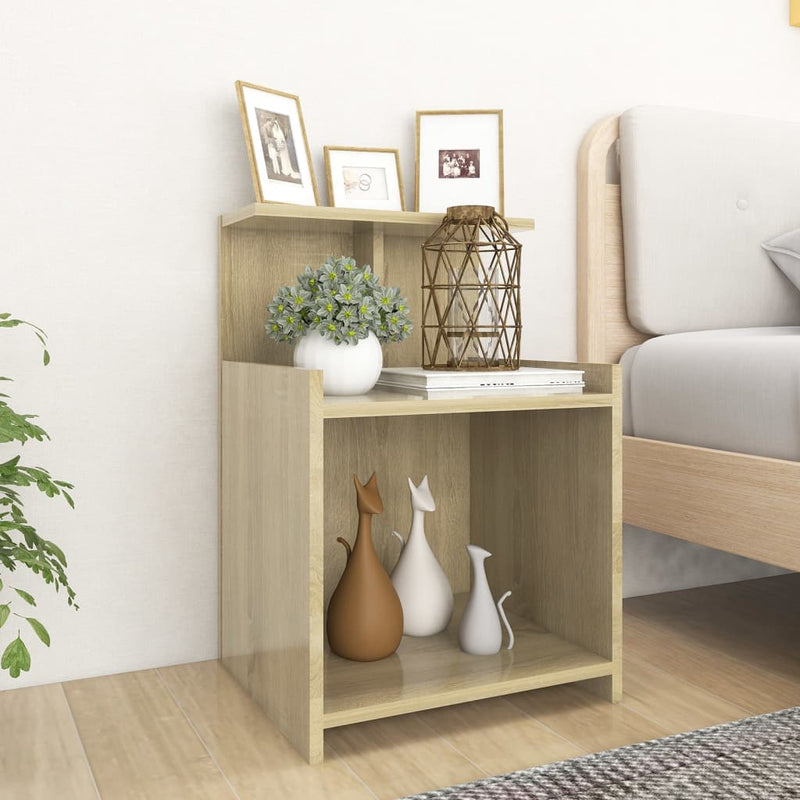 vidaXL 2 db sonoma tölgy színű szerelt fa éjjeliszekrény 40x35x60 cm