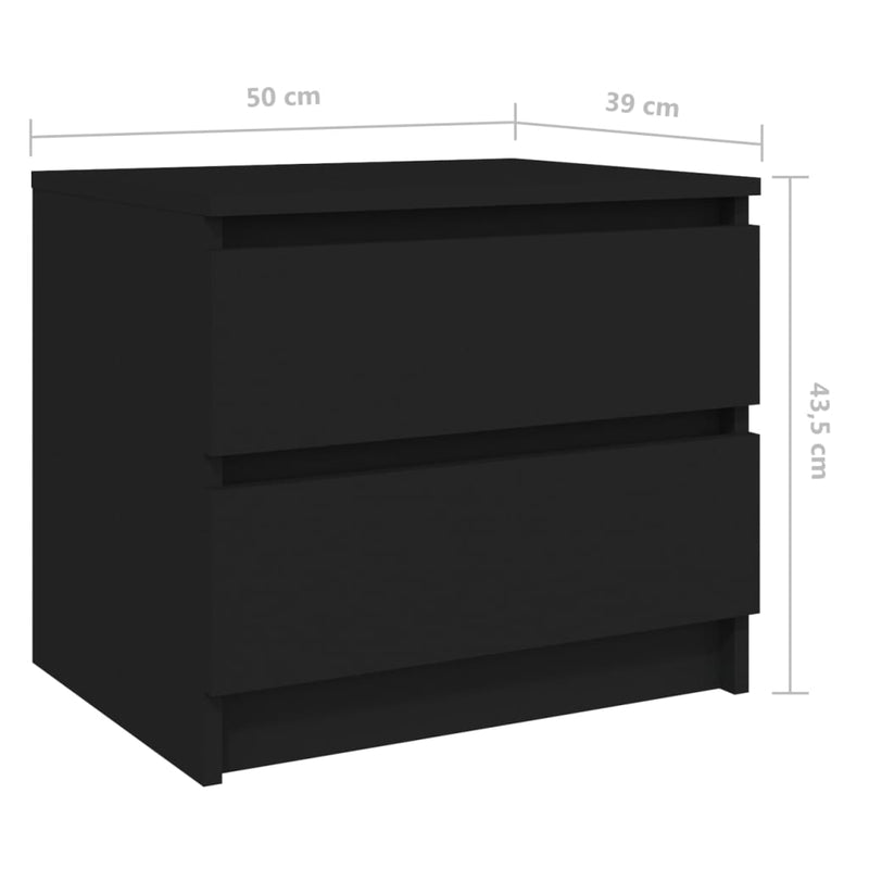 vidaXL fekete szerelt fa éjjeliszekrény 50 x 39 x 43,5 cm