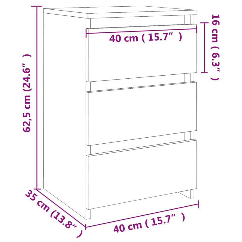 vidaXL 2 db sonoma tölgy színű szerelt fa éjjeliszekrény 40x35x62,5 cm