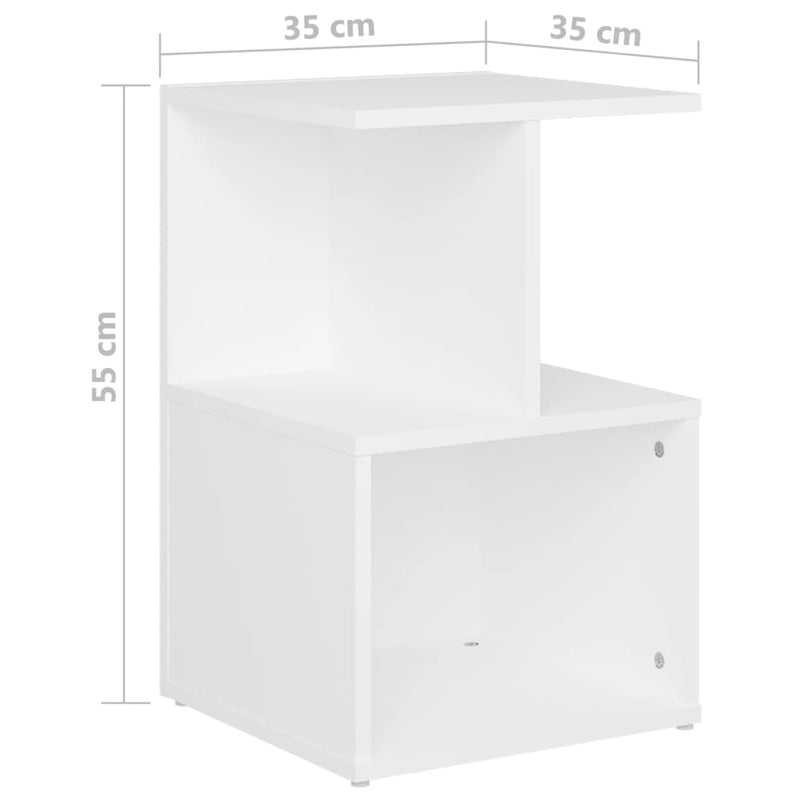 vidaXL 2 db fehér szerelt fa éjjeliszekrény 35 x 35 x 55 cm