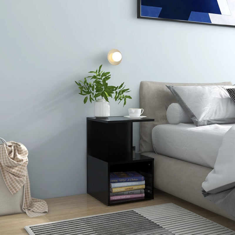 vidaXL 2 db fekete szerelt fa éjjeliszekrény 35 x 35 x 55 cm